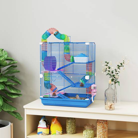 Cage hamster métal pour appartement avec tubes 46x58cm Bleu - ComfortXL Outdoor Living - Image 3