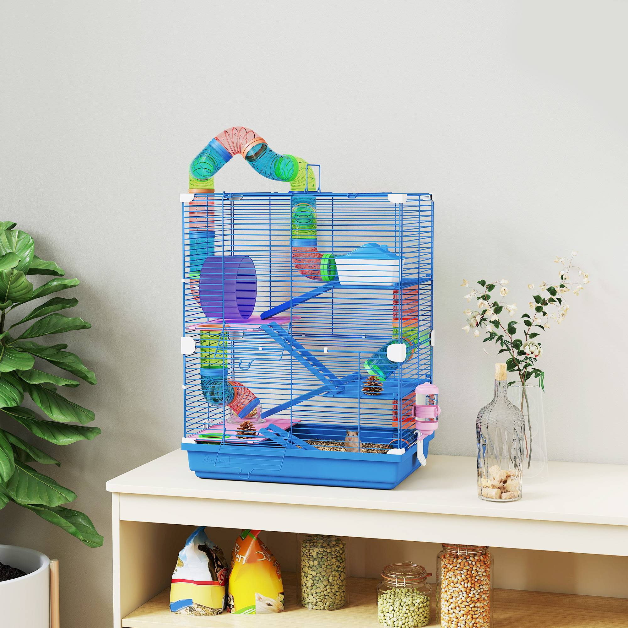 Cage hamster métal pour appartement avec tubes 46x58cm Bleu - ComfortXL Outdoor Living - Image 3