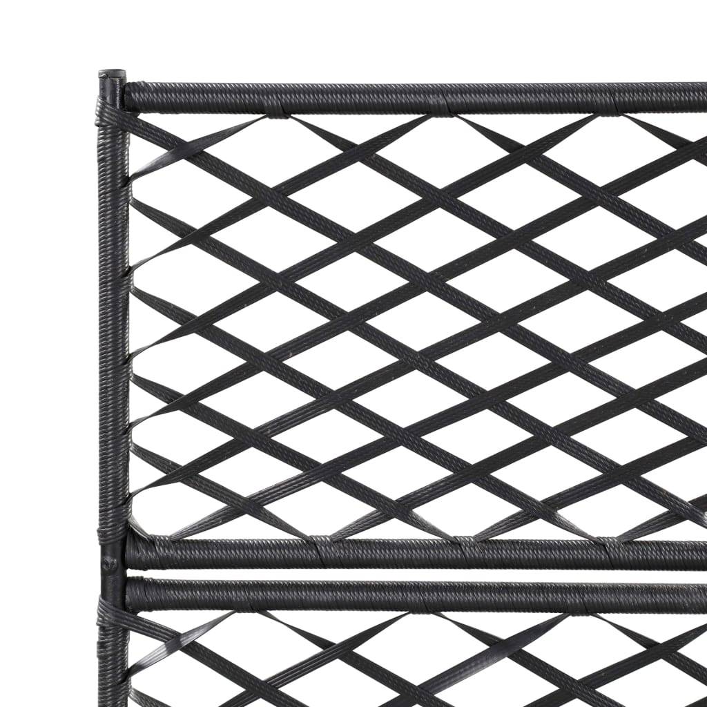 Jardinière lit surélevé plantes fleurs jardin en treillis 3 pots 83 x 30 x 130cm résine tressée noir - Image 5