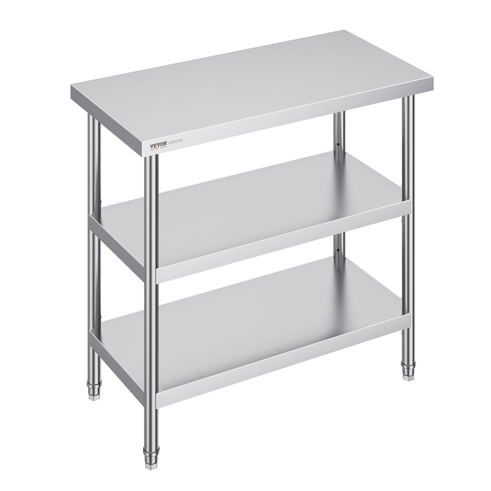 Vevor - VEVOR Station travail cuisine métal 18x36x34 pouces, inox, 2 étagères flexibles, durable pour cuisine. - Image 1