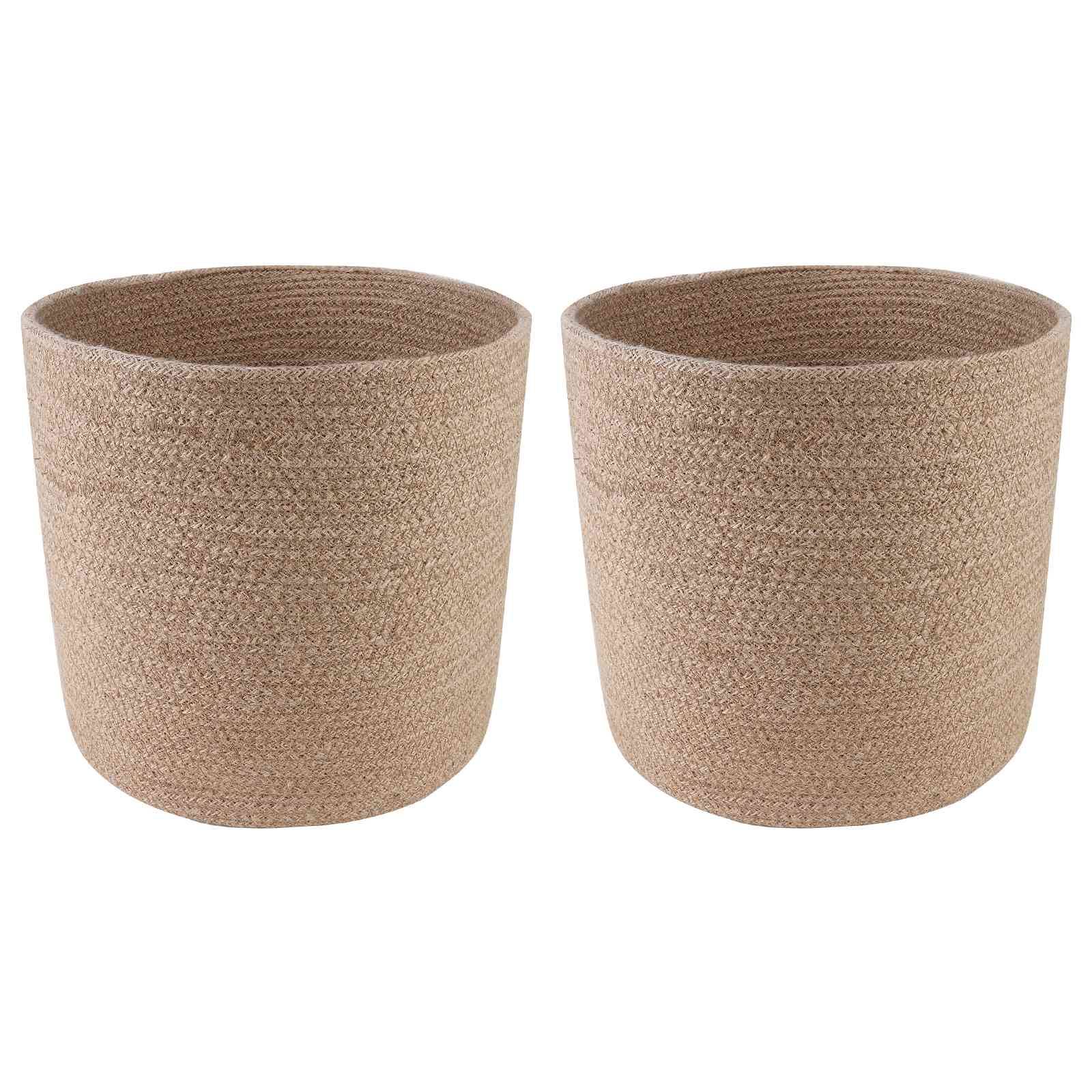 ComfortXL - Lot 2 pots plantes jute tossa véranda patio style rustique Ø28cm marron - ComfortXL Outdoor Living - Image 1