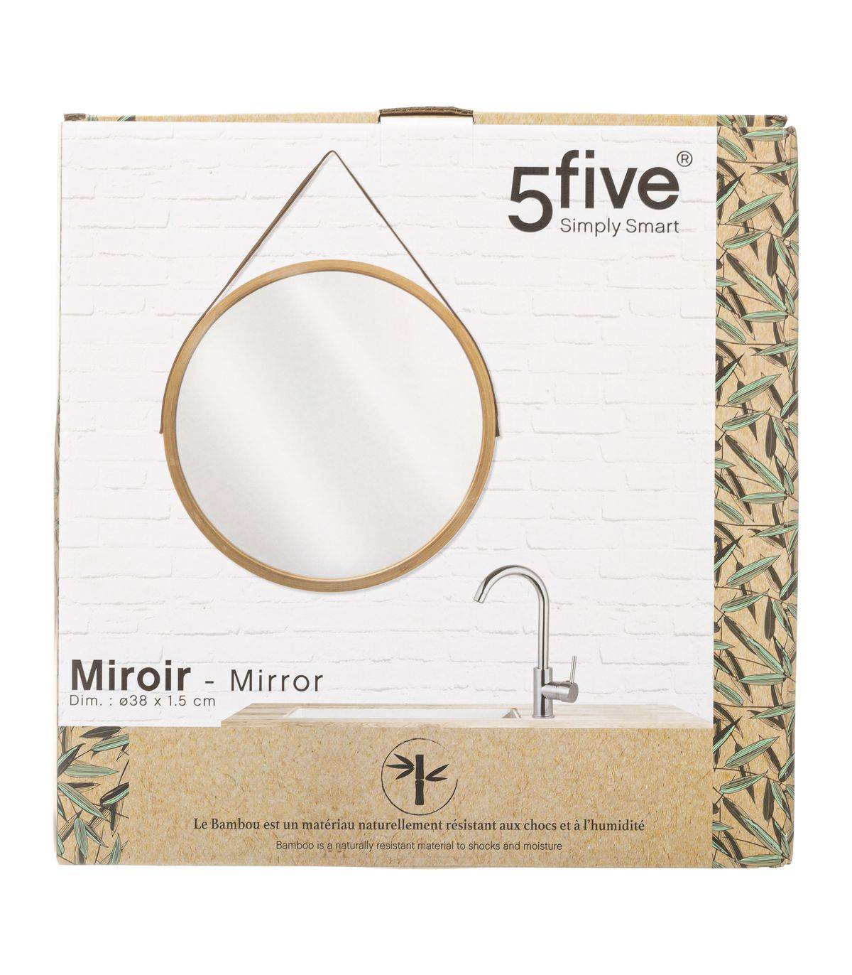 Miroir mural en Bambou D 38 cm - Image 4