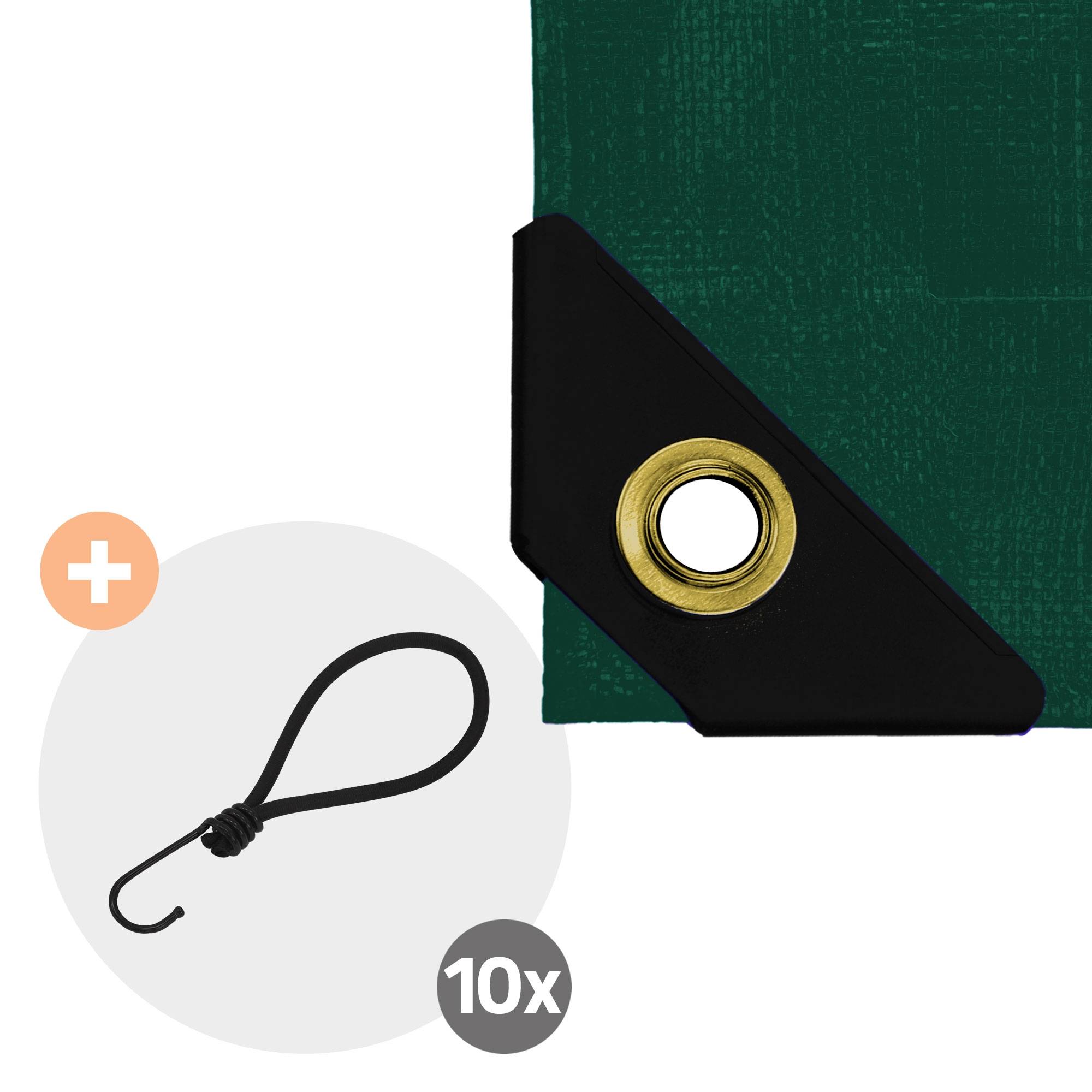 Ecd-Germany - Bâche de Protection Premium avec Œillets + 10 Crochets, 3x2m 6m², 650g/m², Vert, Tissu PVC, Indéchirable, Imperméable - Image 3