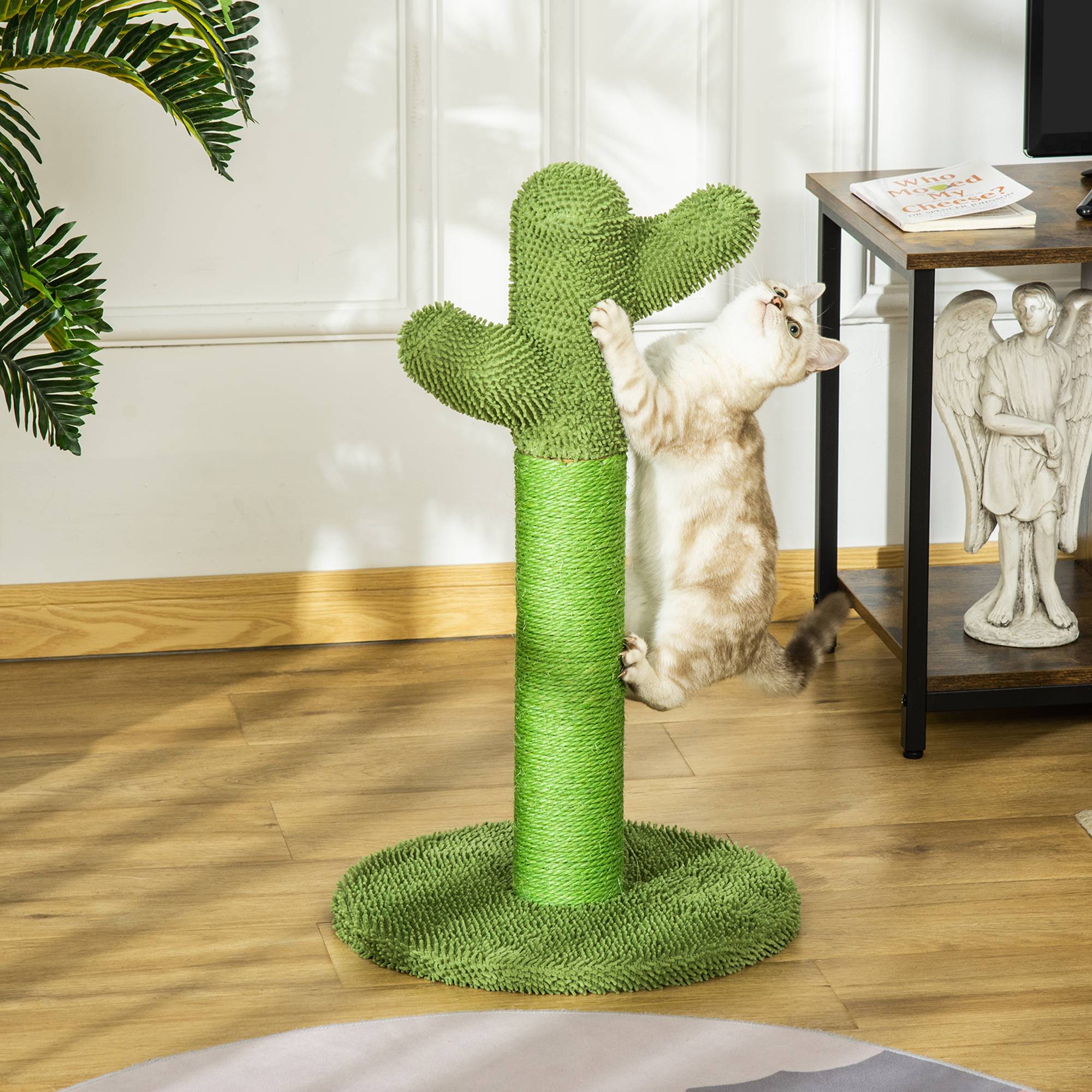 Sans Marque - Griffoir pour chat d'intérieur en forme de cactus, arbre à chat en sisal résistant avec base, 40 x 40 x 65 cm, vert - Image 3
