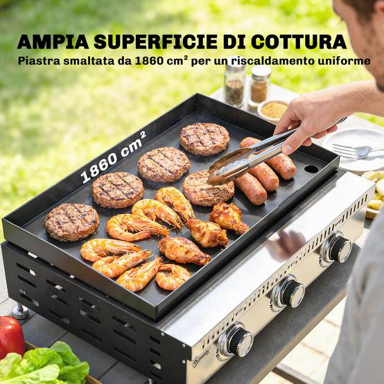Barbecue à gaz portable de table avec bac récupérateur de graisse, noir. - Image 7