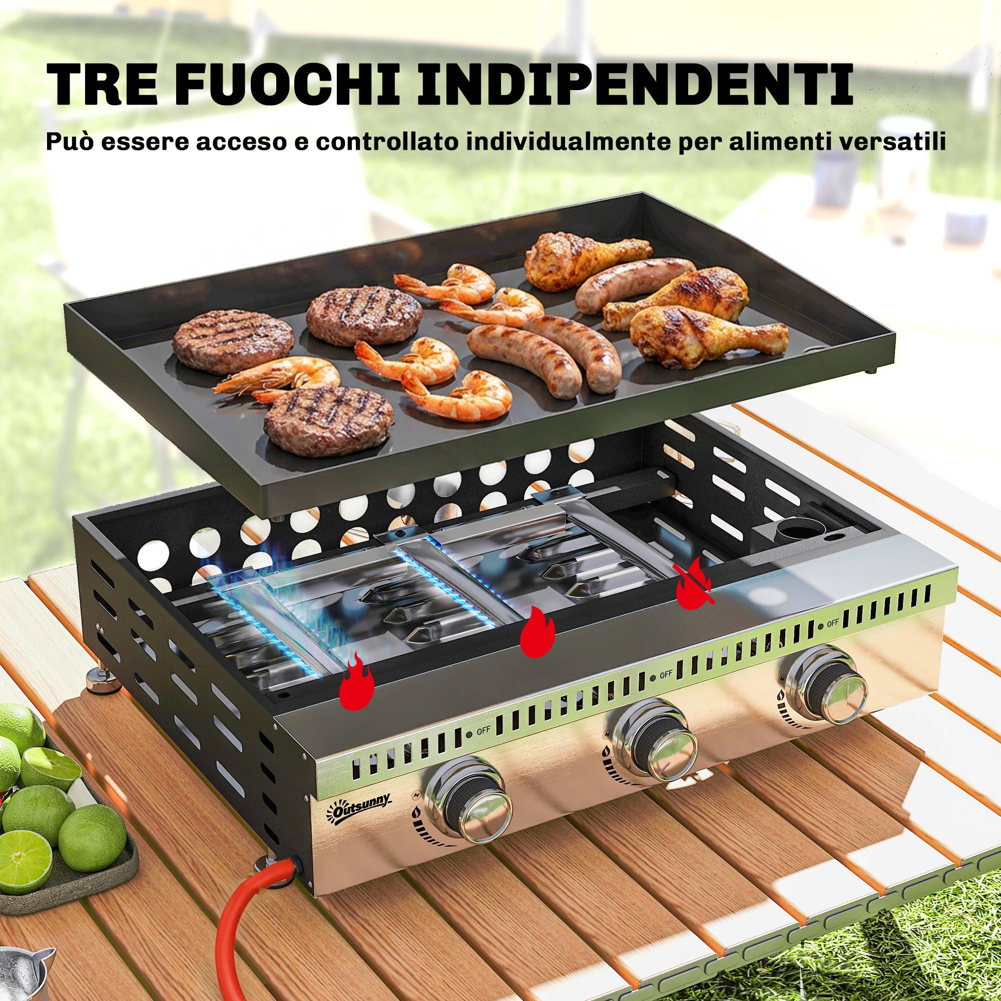 Barbecue à gaz portable de table avec bac récupérateur de graisse, noir. - Image 6