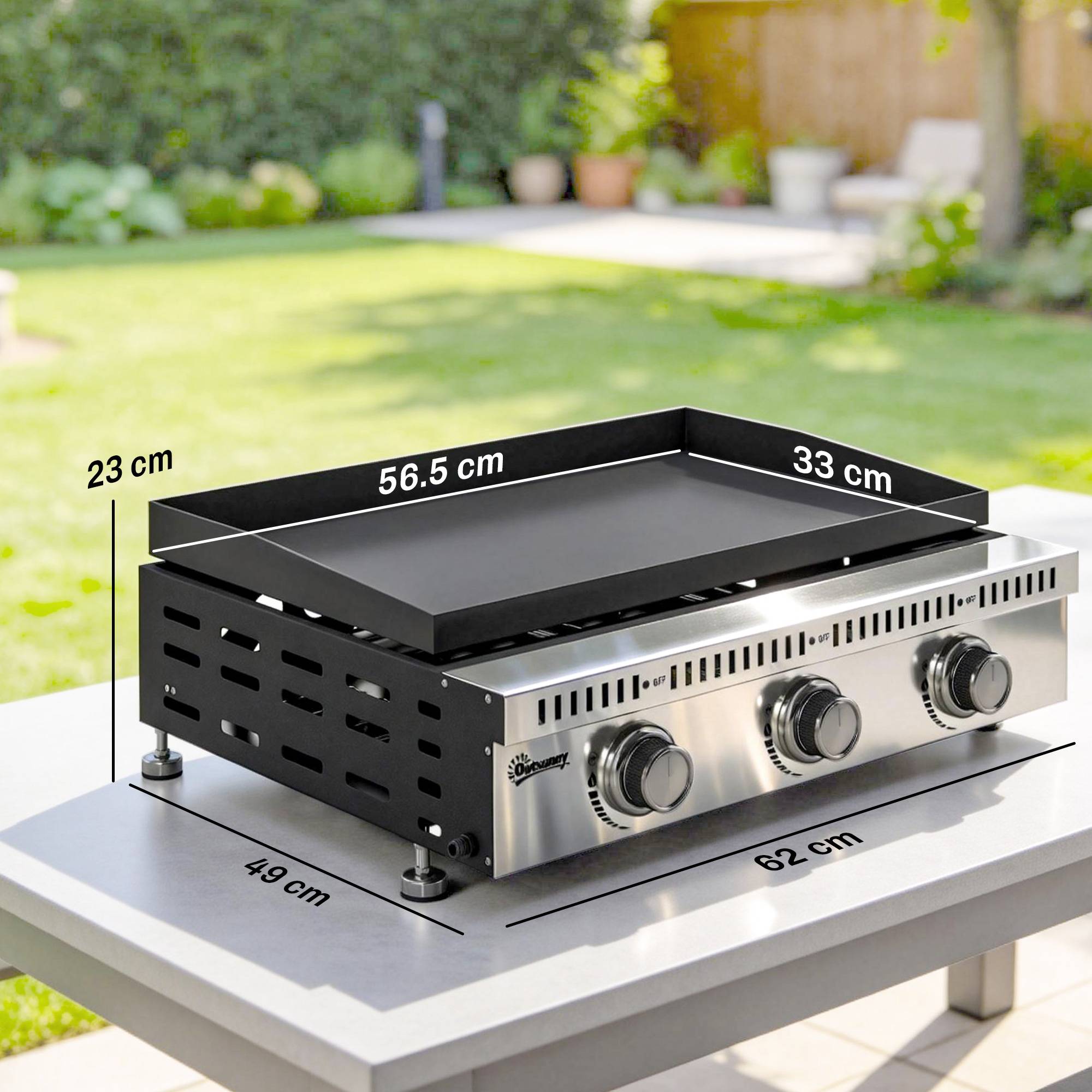Barbecue à gaz portable de table avec bac récupérateur de graisse, noir. - Image 5
