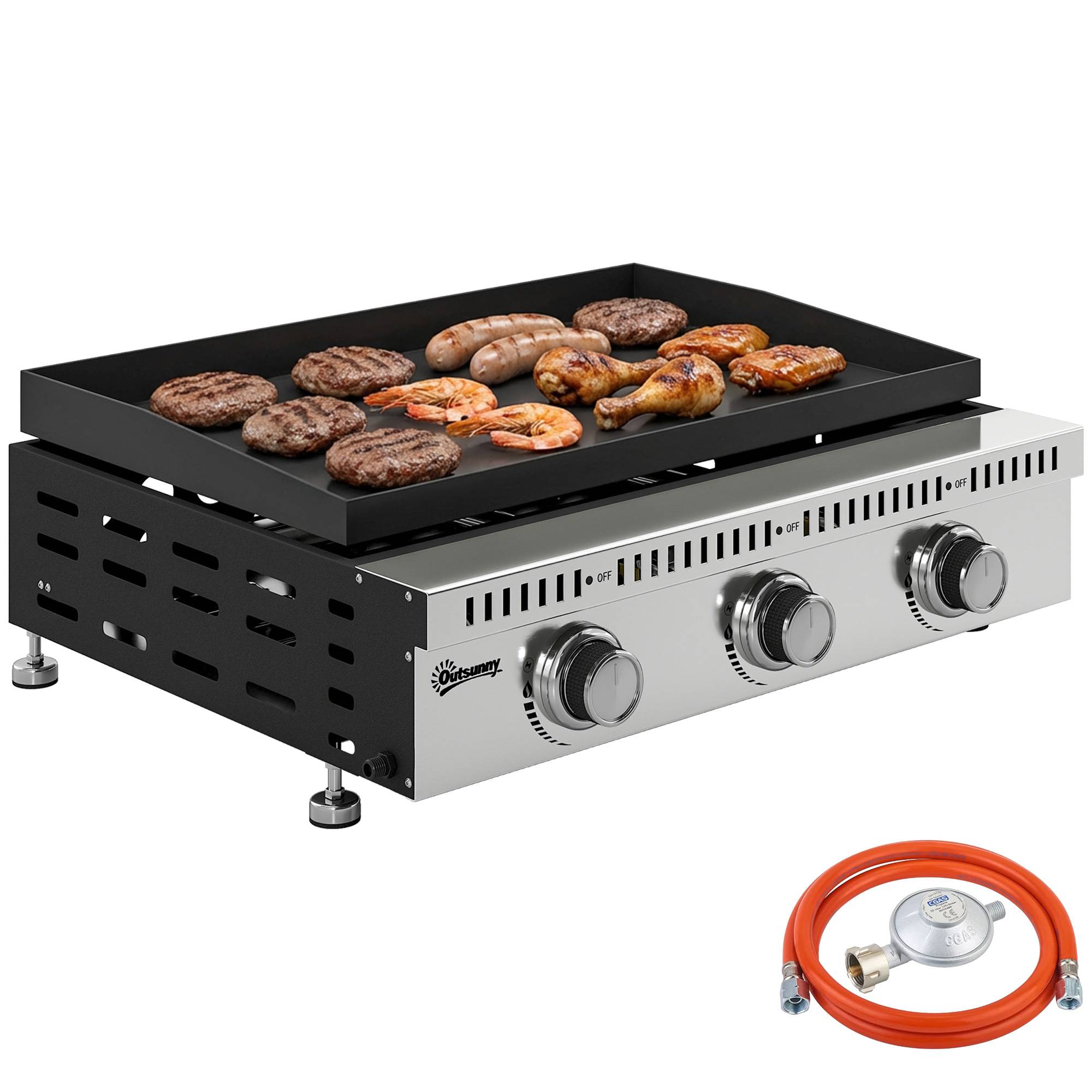 Barbecue à gaz portable de table avec bac récupérateur de graisse, noir.
