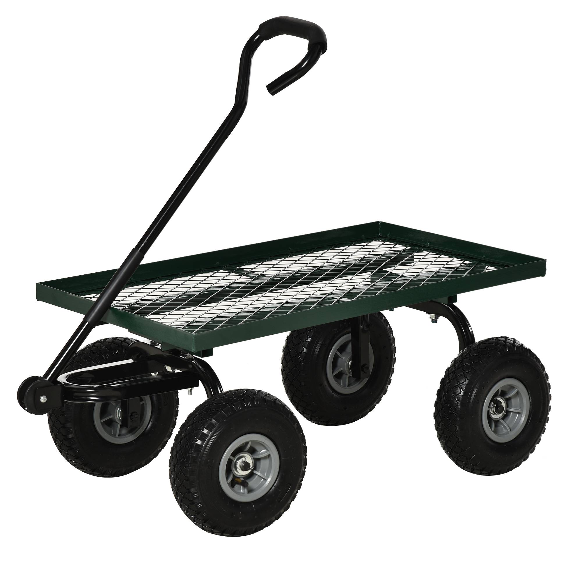 Chariot de transport acier robuste travaux extérieurs charges lourdes 94x48x100cm vert - ComfortXL Outdoor Living - Image 2
