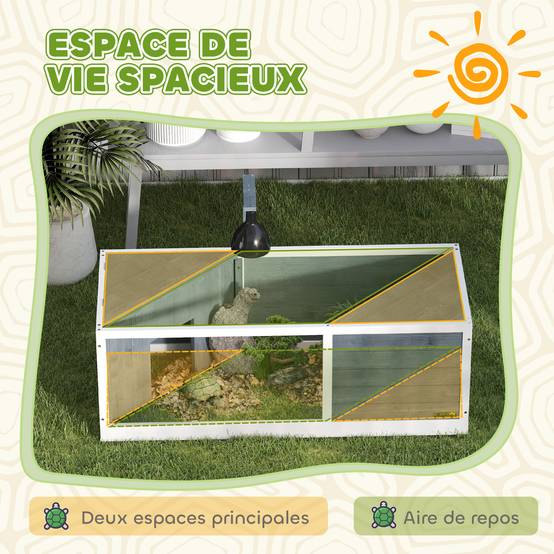 Abri Tortue Terrestre Bois Sapin Observation Toit Ouvrant 120x50x40cm Gris - ComfortXL Outdoor Living - Image 6