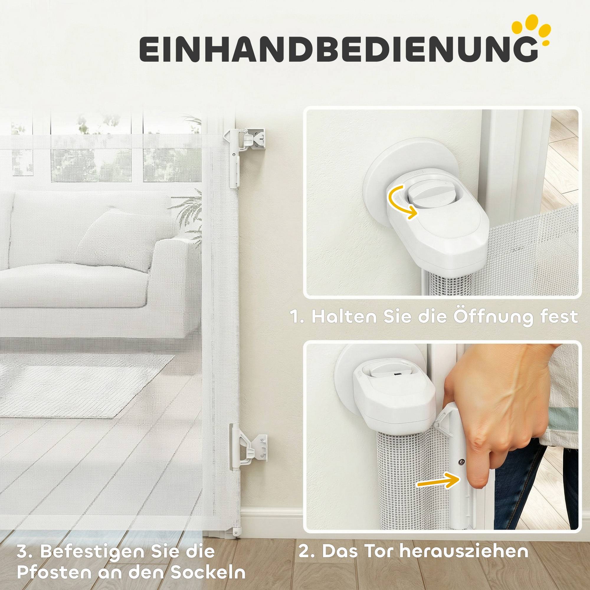 Sans Marque - Barrière extensible 0-140 cm pour animaux, usage à une main, pour escaliers et portes, blanc - Image 7