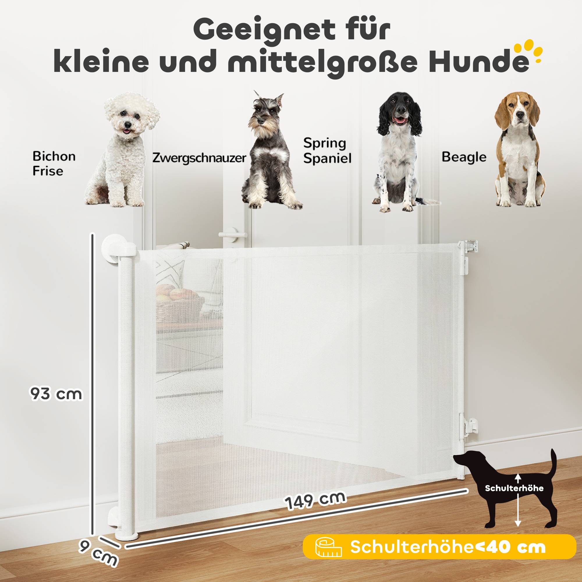 Sans Marque - Barrière extensible 0-140 cm pour animaux, usage à une main, pour escaliers et portes, blanc - Image 5