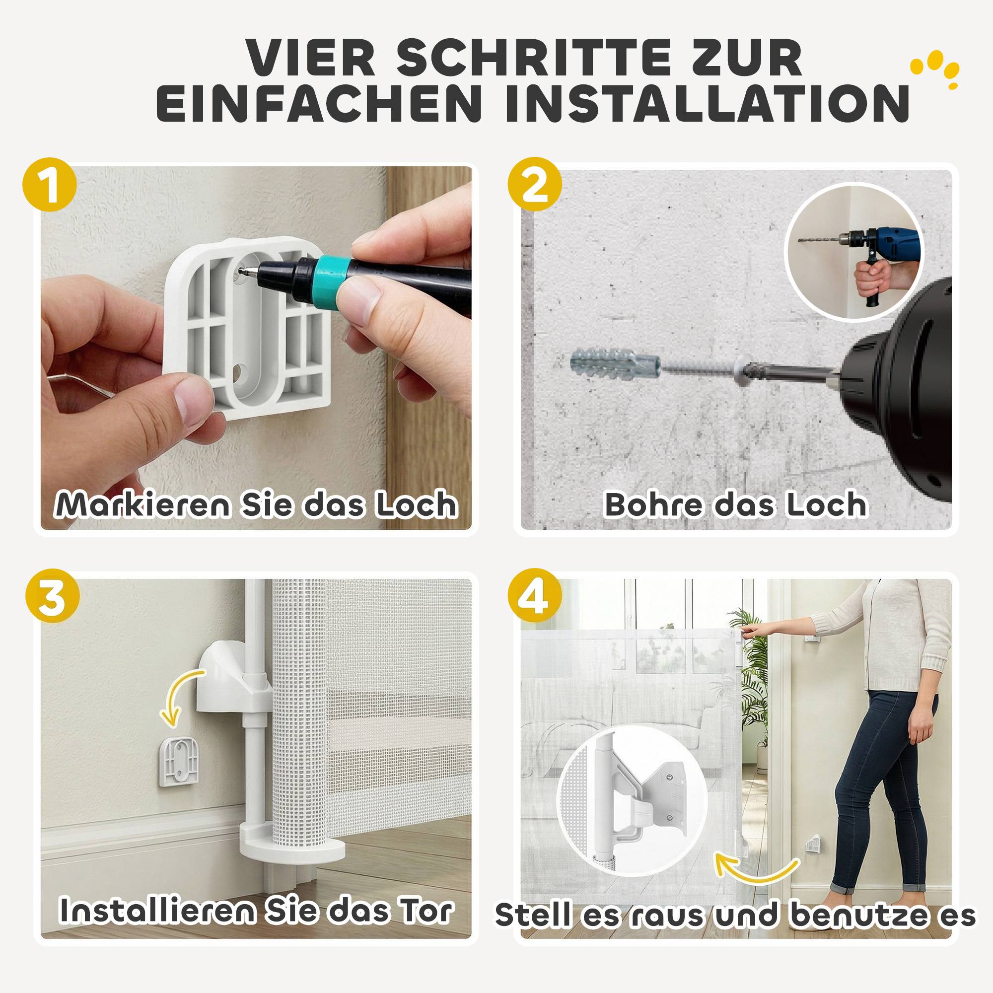 Sans Marque - Barrière extensible 0-140 cm pour animaux, usage à une main, pour escaliers et portes, blanc - Image 9