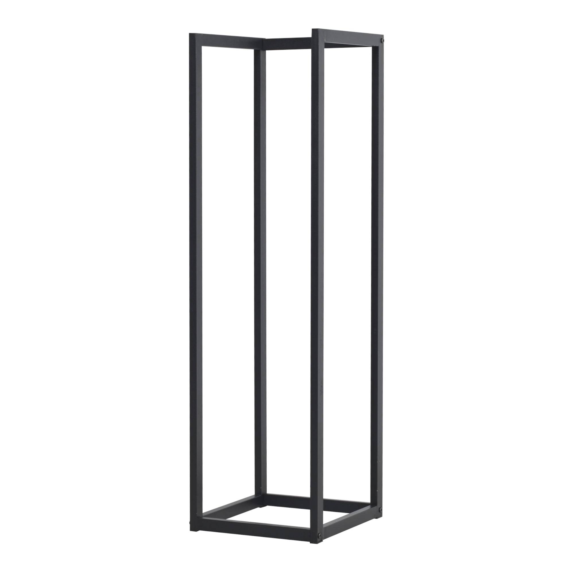 Helloshop26 - Range-bûches pour usage intérieur extérieur porte-bûches design support rangement bois de chauffage en acier 35 x 35 x 120 cm noir - Image 1
