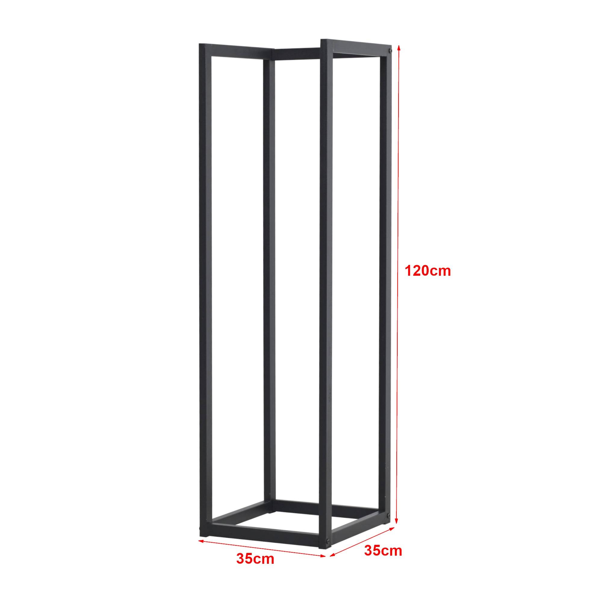 Helloshop26 - Range-bûches pour usage intérieur extérieur porte-bûches design support rangement bois de chauffage en acier 35 x 35 x 120 cm noir - Image 2