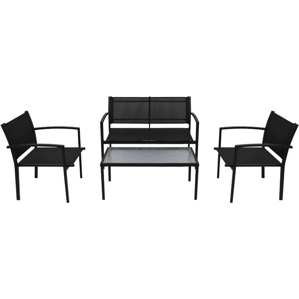 Vidaxl - Salon de jardin 4 pcs Textilène Noir vidaXL 42162 - Image 2