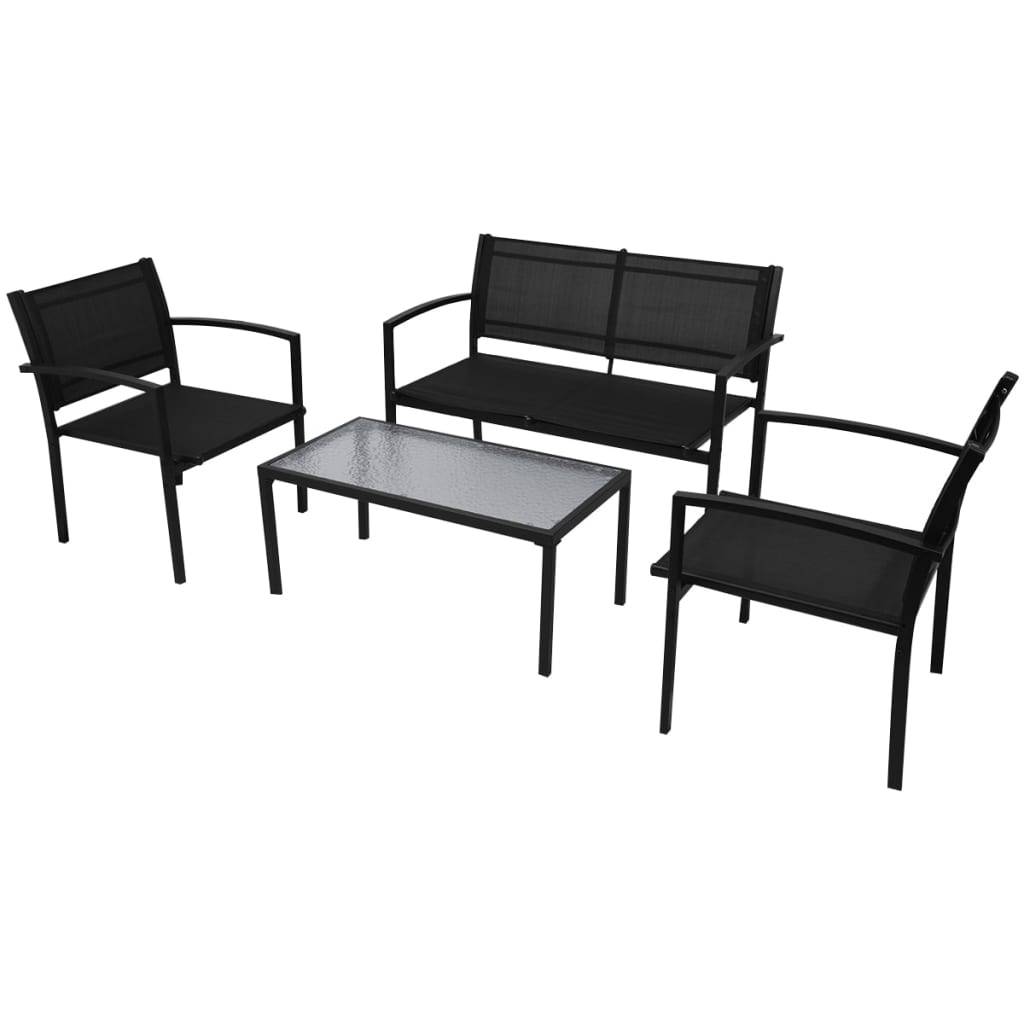 Vidaxl - Salon de jardin 4 pcs Textilène Noir vidaXL 42162 - Image 1