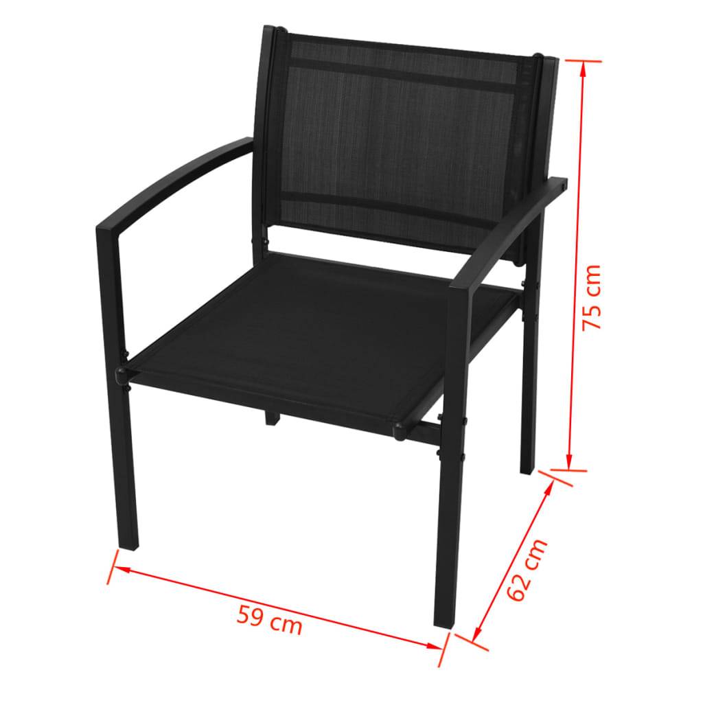 Vidaxl - Salon de jardin 4 pcs Textilène Noir vidaXL 42162 - Image 3