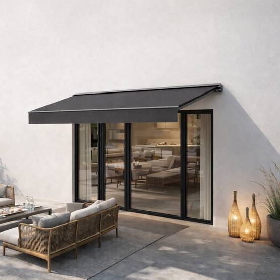 Store banne manuel 2,95 x 2,5 m en aluminium avec toile gris ADRO - Image 2