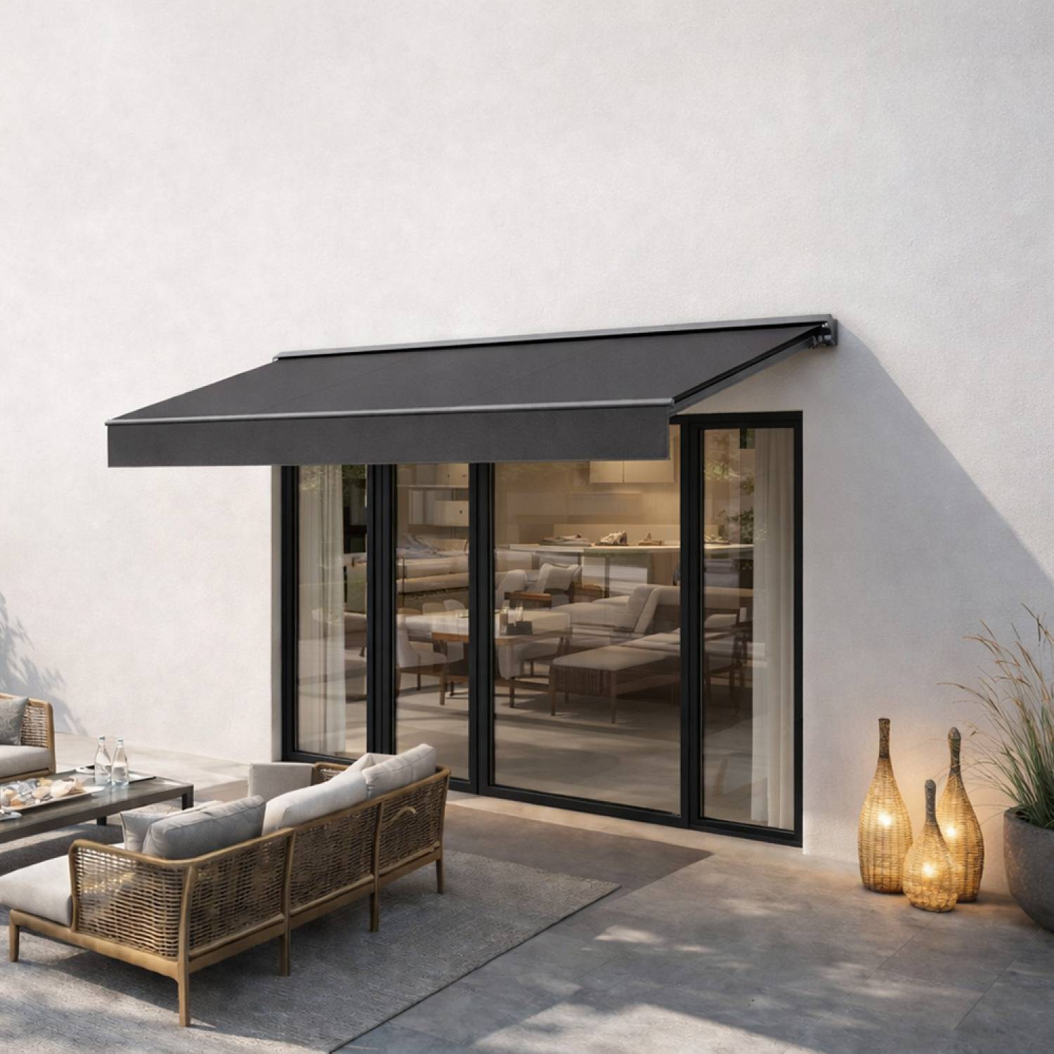 Store banne manuel 2,95 x 2,5 m en aluminium avec toile gris ADRO - Image 2