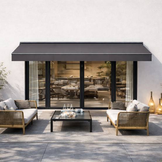 Store banne manuel 2,95 x 2,5 m en aluminium avec toile gris ADRO - Image 3