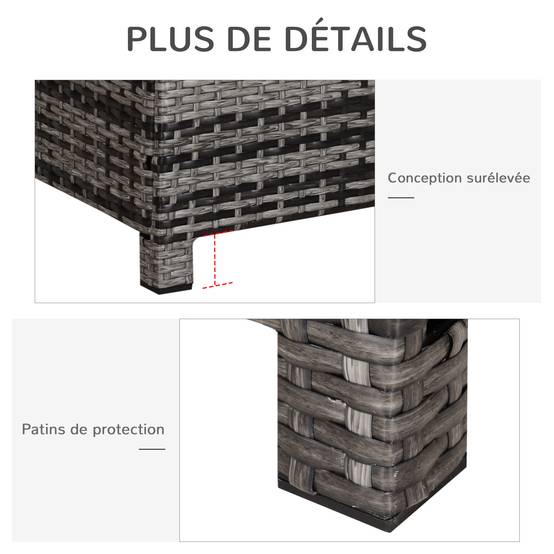 ComfortXL - Table basse jardin métal résine tressée terrasse convivialité 85x50x39cm gris - ComfortXL Outdoor Living - Image 6