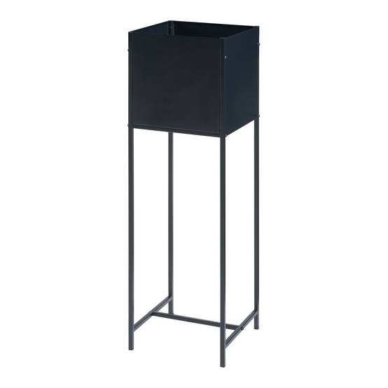 Support de plantes avec bac intégré métal 100 x 30 x 30 cm noir - Image 1