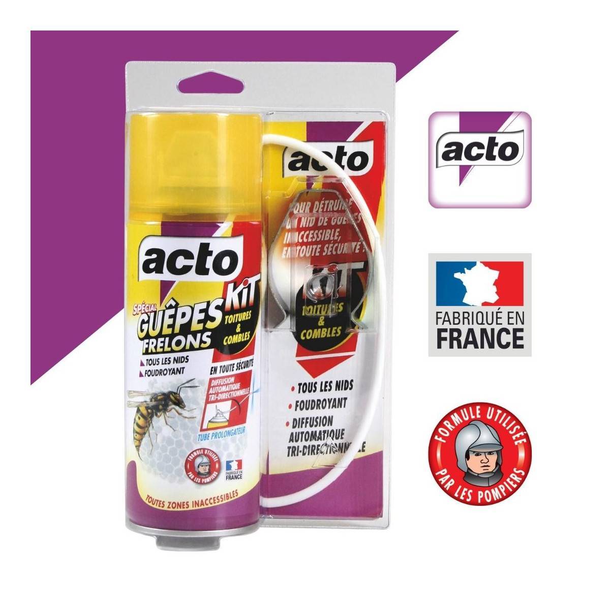 Acto - Lot de 2 Aérosols ACTO Spécial GUEPES FRELONS - Kit Spécial toitures et combles - Image 4