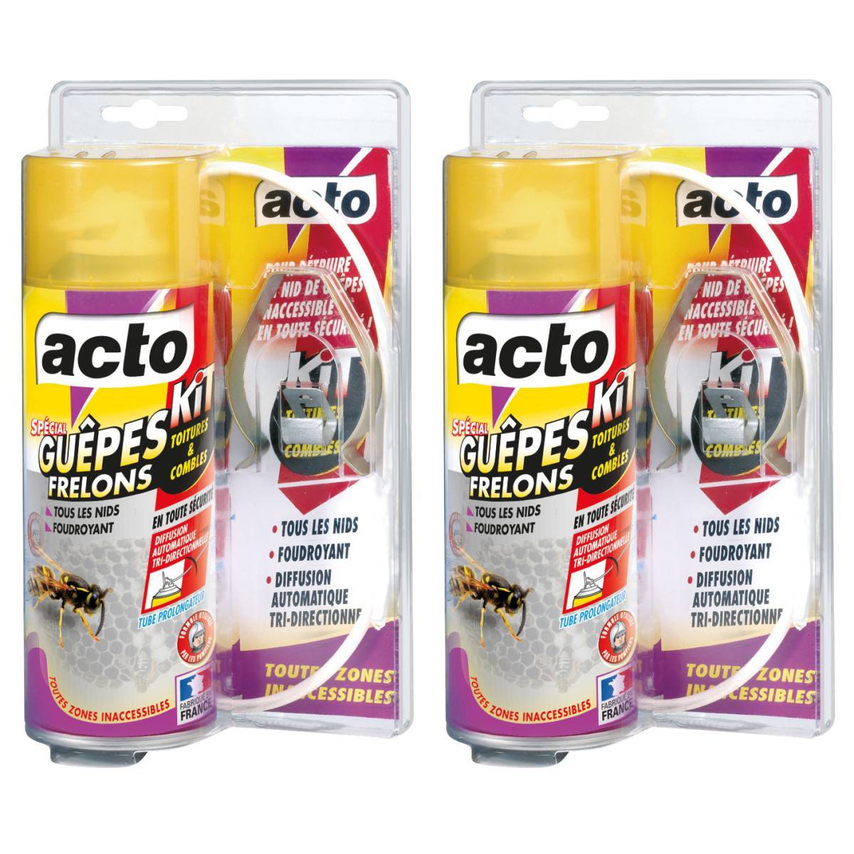 Acto - Lot de 2 Aérosols ACTO Spécial GUEPES FRELONS - Kit Spécial toitures et combles - Image 1