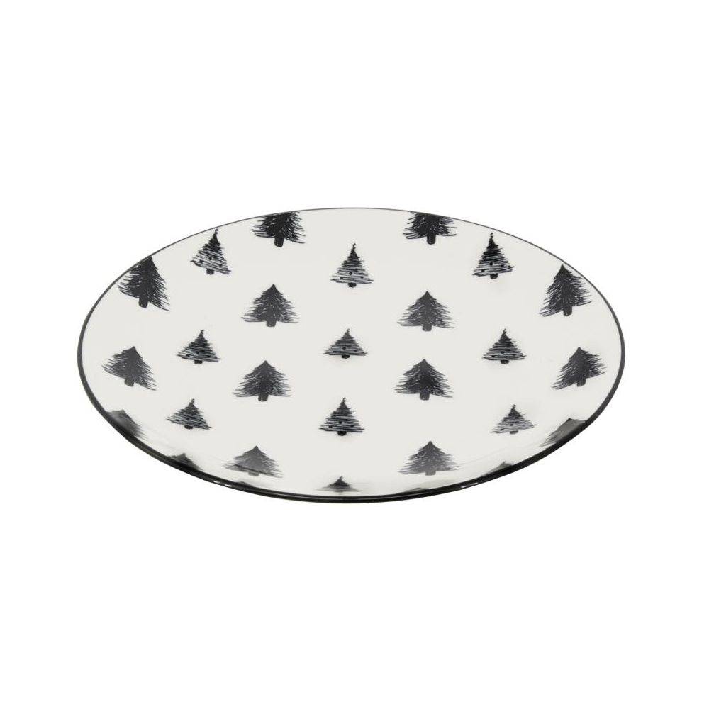 Aubry Gaspard - Vaisselle sapin en porcelaine noires et blanches (lot de 6) Assiette Ø19 - Image 3