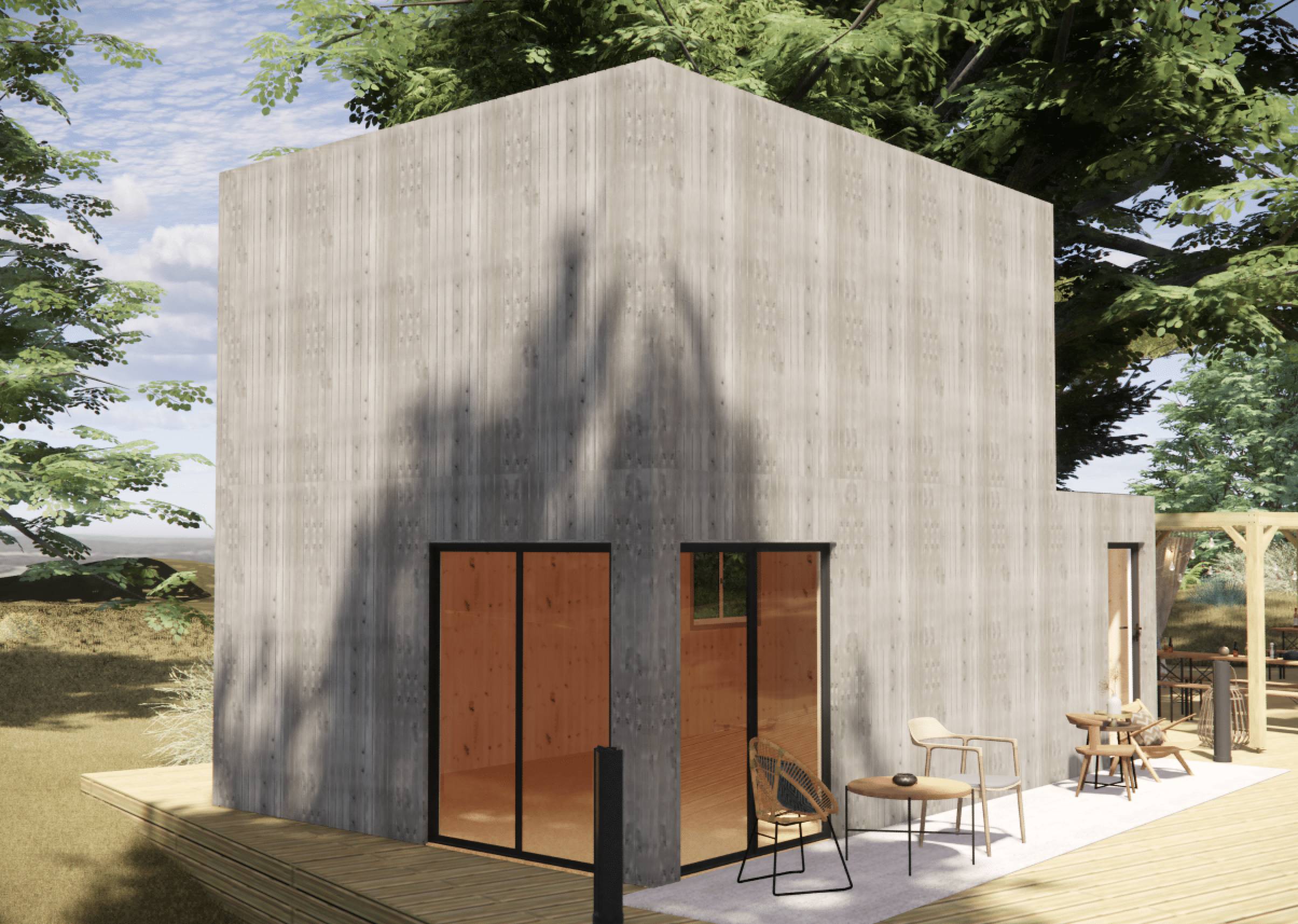 Studio de jardin bien isolé en bois 7,7 x 4,6 x 2,7 m / isolation RE2020 avec mezzanine et terrasse / menuiseries alu k-line - Image 1