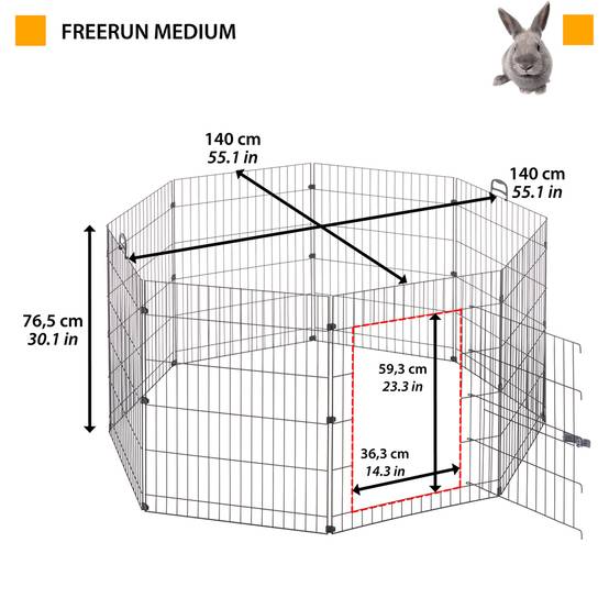 Ferplast - Ferplast Enclos Lapin FREERUN MEDIUM, Lapins, Cochon d'Inde, Cloture, Enclos pour Lapins, Animaux Domestiques, Diamètre 140 x 76,5 cm, avec Poignées - Image 2