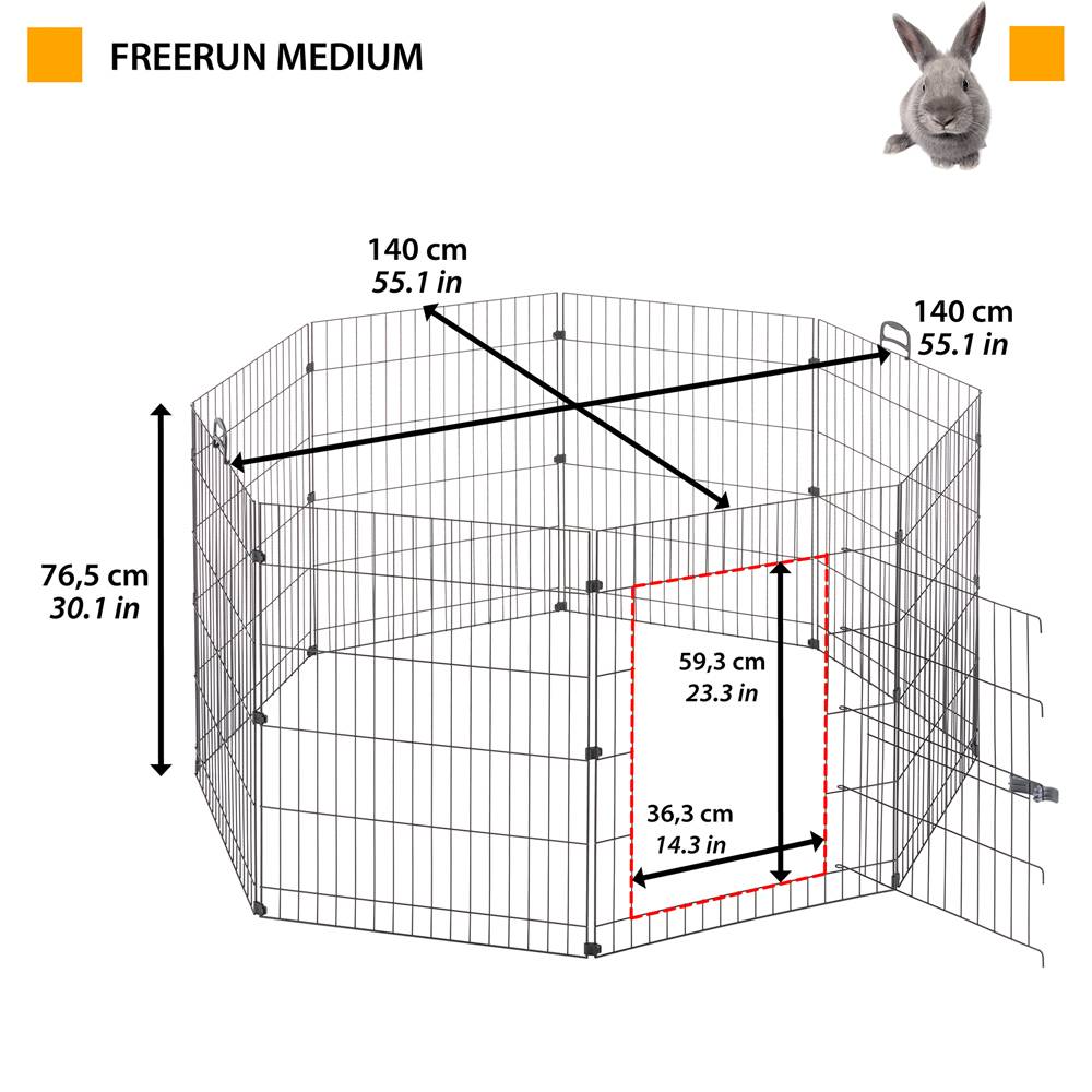 Ferplast - Ferplast Enclos Lapin FREERUN MEDIUM, Lapins, Cochon d'Inde, Cloture, Enclos pour Lapins, Animaux Domestiques, Diamètre 140 x 76,5 cm, avec Poignées - Image 2
