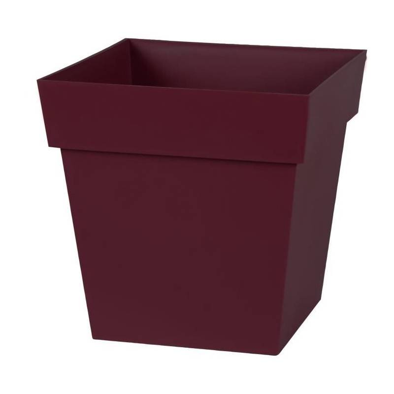Eda Pot De Fleur Carré Toscane 32 Cm - Volume 22 L - 32 X 32 X 32 Cm - Rouge Bourgogne - Image 1