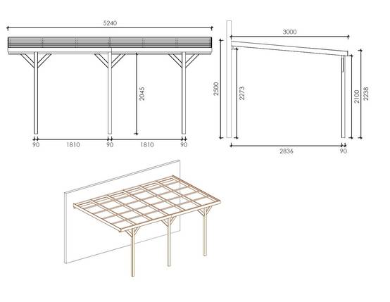 Altanka - Carport, abri de voiture 3x5.24 m - 15 m2 - couverture PVC - CAR7-2PVCTR - ALTANKA - Image 3