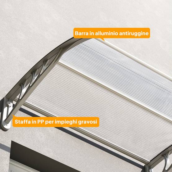 Auvent marquise polycarbonate pour porte et fenêtre protection UV 100x75 cm argent - ComfortXL Outdoor Living - Image 10