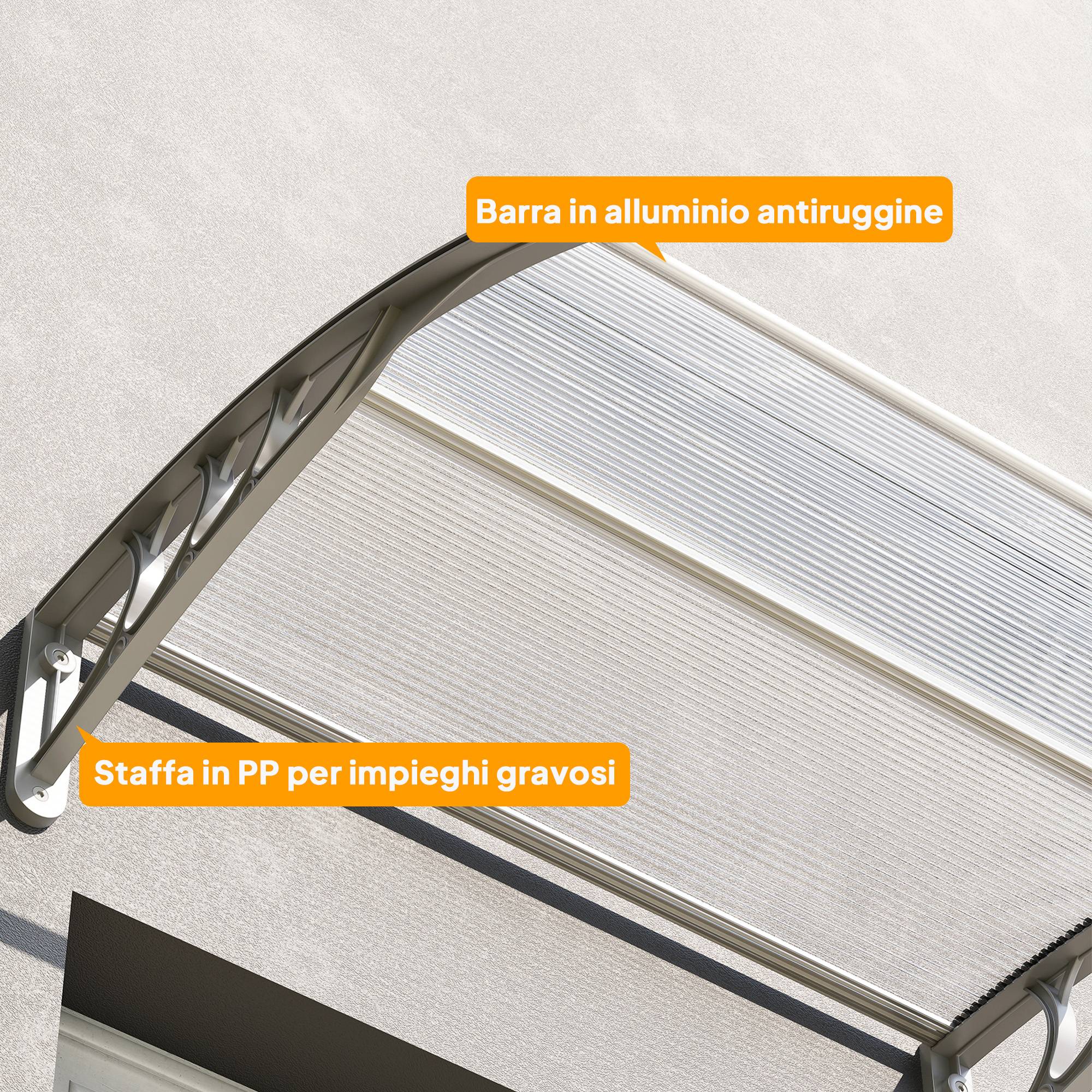 Auvent marquise polycarbonate pour porte et fenêtre protection UV 100x75 cm argent - ComfortXL Outdoor Living - Image 10