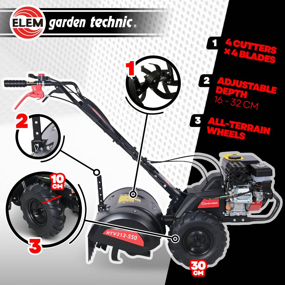 Elem Garden Technic - Rotovateur 212cc largeur de travail 50cm - Image 3