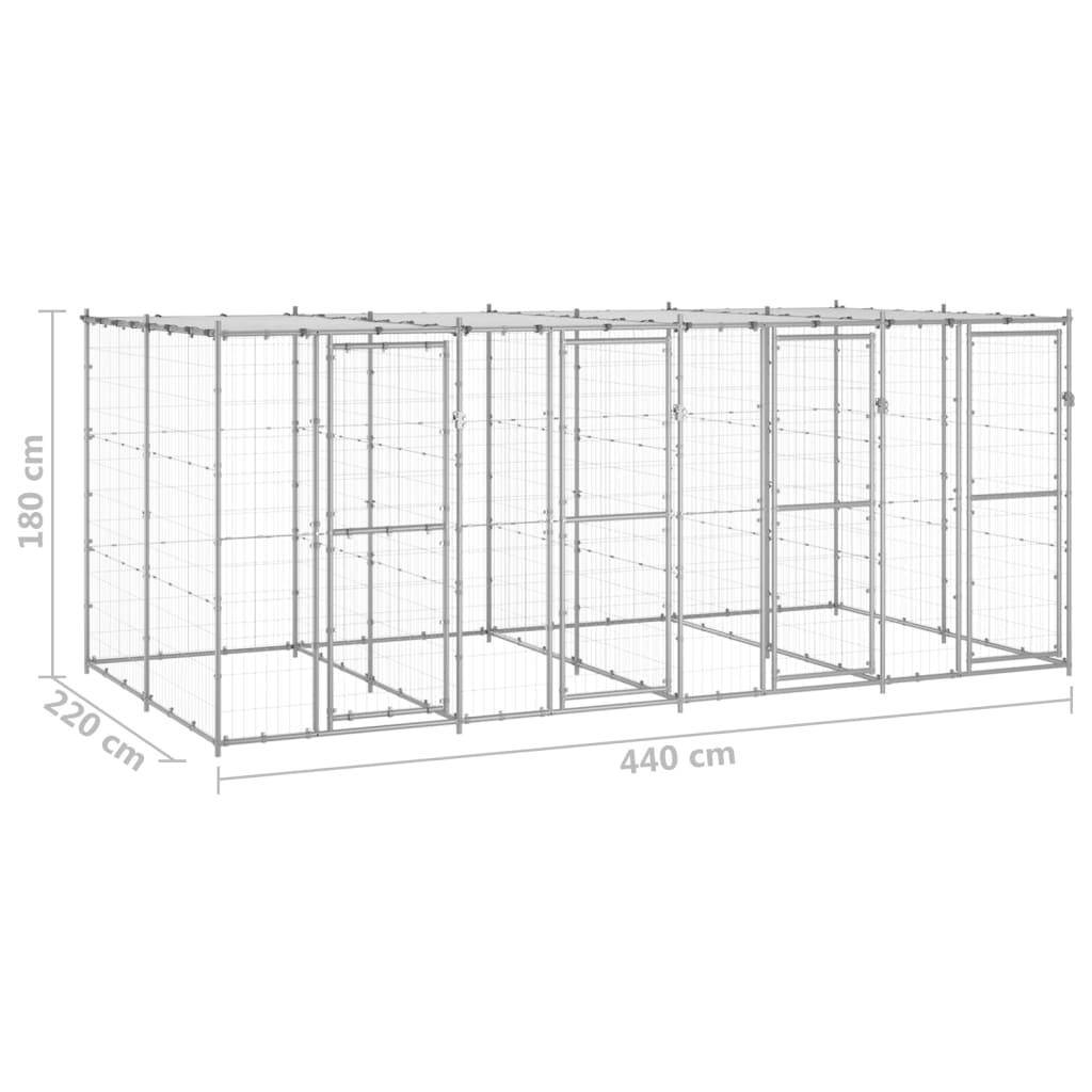 Helloshop26 - Chenil extérieur cage enclos parc animaux chien extérieur acier galvanisé avec toit 9,68 m² - Image 2