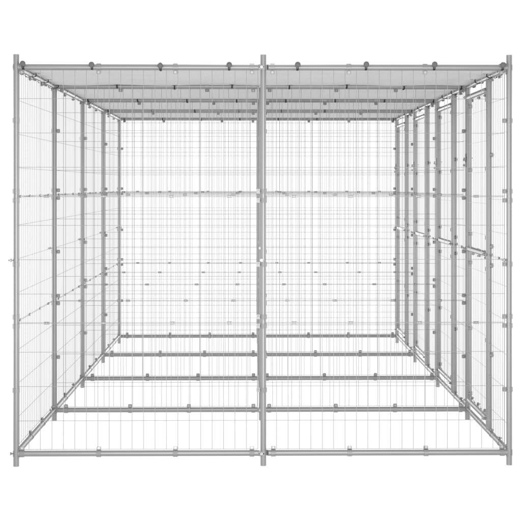 Helloshop26 - Chenil extérieur cage enclos parc animaux chien extérieur acier galvanisé avec toit 9,68 m² - Image 4