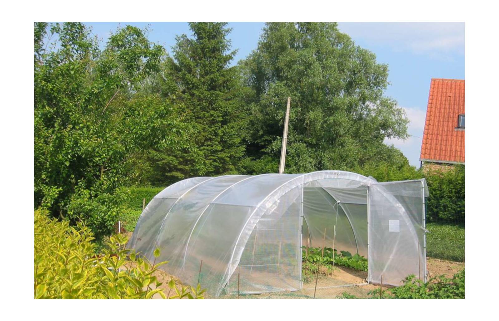 Serre tunnel de jardin - 32m² - 4 x 8 m - Abri Légumes - pieds arrondis - polyéthylène haute densité - 2 portes pivotantes - LES SERRES TONNEAU - Image 9