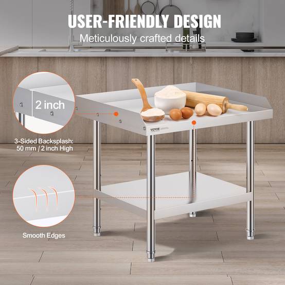 Vevor - VEVOR Table de Travail en Inox Table de Préparation sur Roulettes 71,1x61x66 cm - Image 4