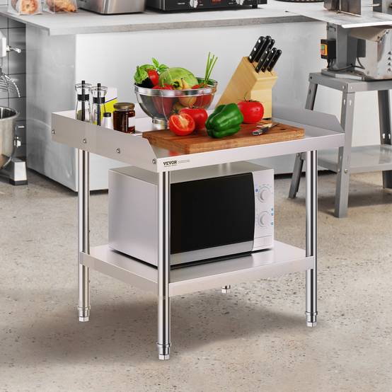 Vevor - VEVOR Table de Travail en Inox Table de Préparation sur Roulettes 71,1x61x66 cm - Image 8