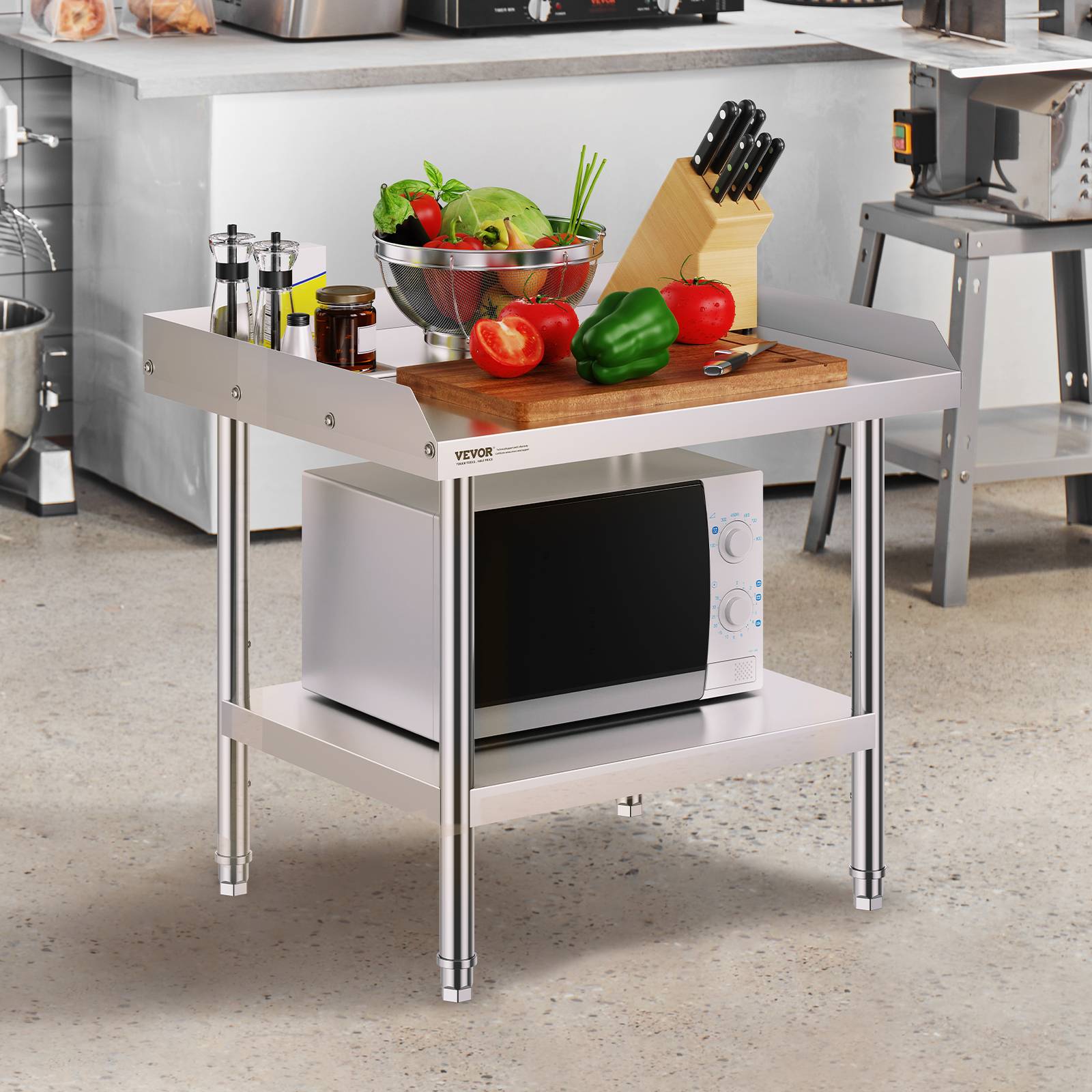 Vevor - VEVOR Table de Travail en Inox Table de Préparation sur Roulettes 71,1x61x66 cm - Image 8
