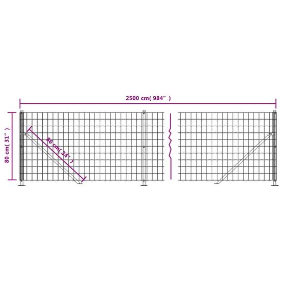 Kit Grillage Souple Acier Clôture Basse Solide Jardin 0,8x25m Vert - ComfortXL Outdoor Living - Image 6