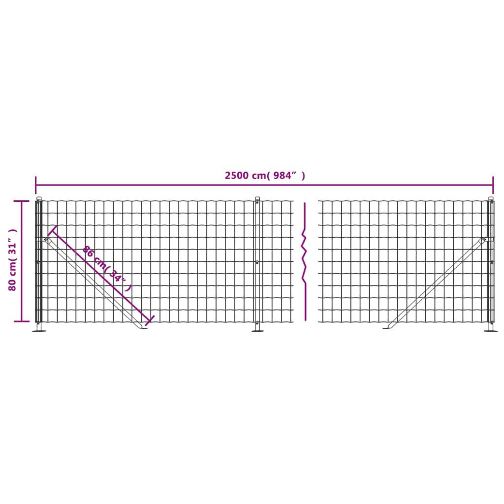 Kit Grillage Souple Acier Clôture Basse Solide Jardin 0,8x25m Vert - ComfortXL Outdoor Living - Image 6
