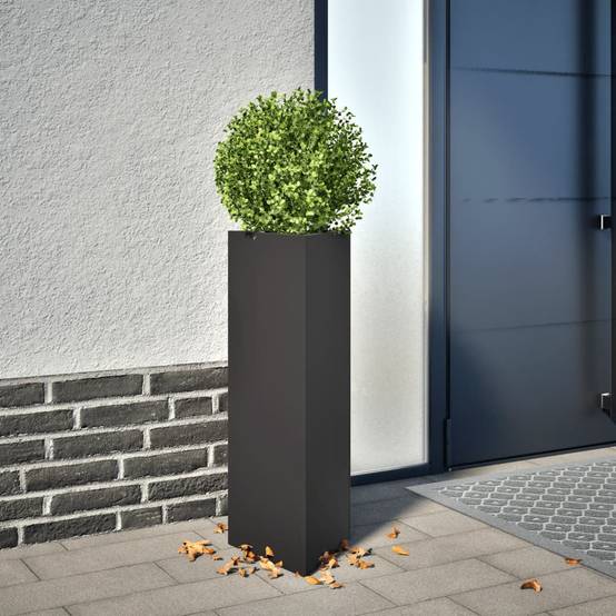 ComfortXL - Jardinière triangulaire acier pour terrasse plantes et fleurs 30x26x75cm noir - ComfortXL Outdoor Living - Image 1