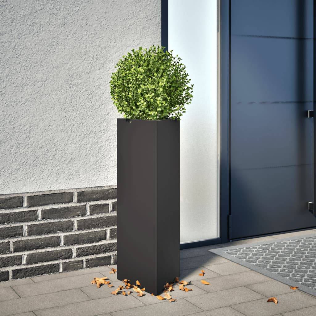 ComfortXL - Jardinière triangulaire acier pour terrasse plantes et fleurs 30x26x75cm noir - ComfortXL Outdoor Living - Image 1