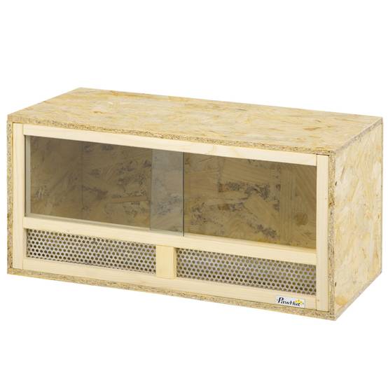 Terrarium Reptiles Bois OSB Maison Portes Verre Coulissantes 60x29cm - ComfortXL Outdoor Living - Image 2