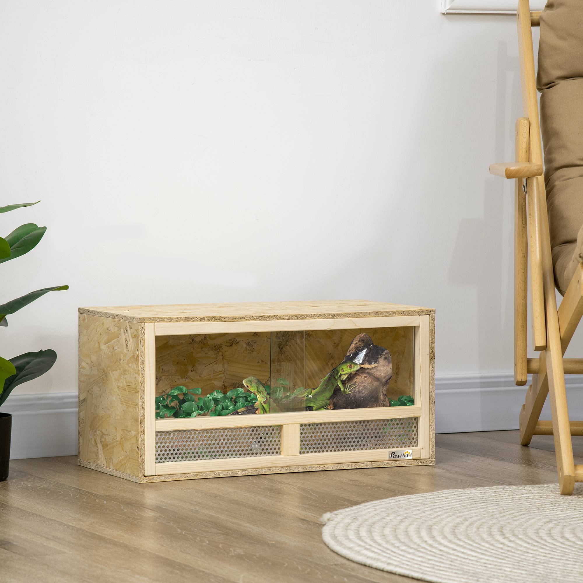 Terrarium Reptiles Bois OSB Maison Portes Verre Coulissantes 60x29cm - ComfortXL Outdoor Living - Image 4
